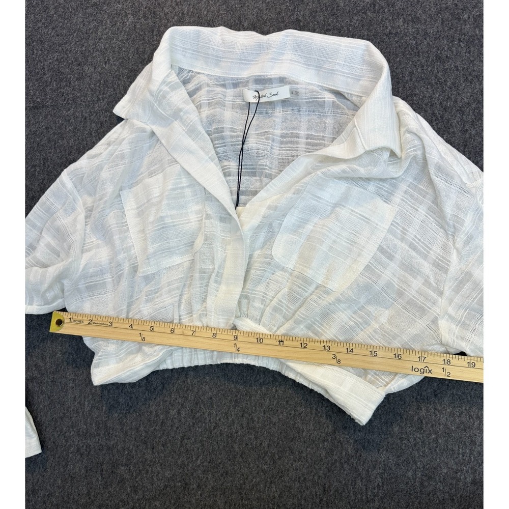 Mustard Seed White 2 Piece Cotton Textured Twist Crop Top & Shorts Set Small - Picture 8 of 16